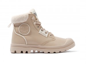 Beige Brown Women Palladium Pampa Hi Snow Warm Winter Boots | US-MU8120937