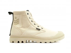 Beige Women Palladium Pampa Hi Army Boots | US-LQ4789302