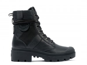 Black Women Palladium Pallabase Duty Leather Boots | US-YI8149276