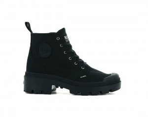 Black Women Palladium Pallabase Twill Boots | US-HW3291870