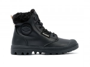 Black Women Palladium Pampa Hi Snow Warm Winter Boots | US-IR2387645