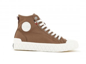 Brown Men Palladium Palla Ace Canvas Mid Sneakers | US-SO1846307