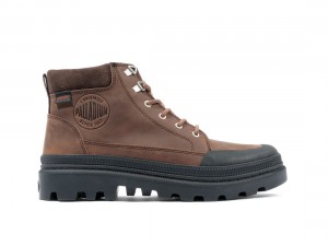 Brown Men Palladium Pallatrooper Cuff Wp+ Boots | US-NI0479658