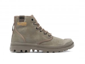 Dark Green Women Palladium Pampa Hi Coated Boots | US-CQ4501693