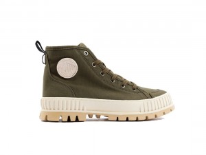 Dark Olive Men Palladium Pallashock Organic 2 Sneakers | US-XR7349618