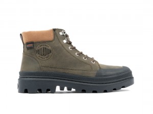 Dark Olive Men Palladium Pallatrooper Cuff Wp+ Boots | US-RE4587936