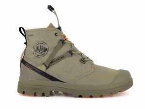 Green Kids' Palladium Pampa Travel Lite+ Waterproof Boots | US-KM5063149