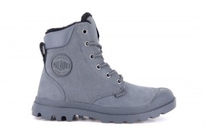 Grey Blue Kids' Palladium Pampa Sport Cuff Wps Boots | US-NB0493165