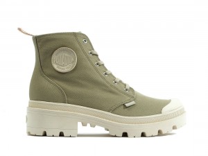 Khaki Women Palladium Pallabase Twill Boots | US-JL6028437