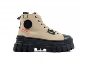 Khaki / Black Women Palladium Revolt Hi Tx Boots | US-XP0358271