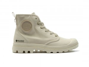 Light Khaki Kids' Palladium Pampa Hi Zip Organic Boots | US-LK8531296