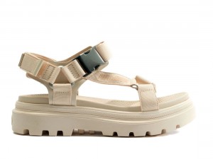 Light Khaki Women Palladium Pallacruise Strap Sandals | US-LC2567843