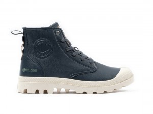 Navy Men Palladium Pampa Hi Re-vegan Lth Boots | US-JS3907421