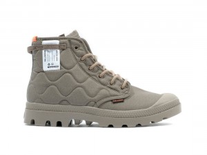 Olive Kids' Palladium Pampa Re-quilted Boots | US-AS0984153