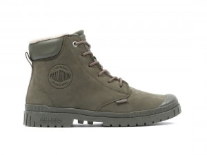 Olive Men Palladium Sp20 Cuff Leather Waterproof Wl Winter Boots | US-CJ6092341