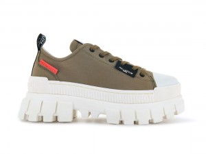 Olive / White Women Palladium Revolt Lo Tx Sneakers | US-SL2063578