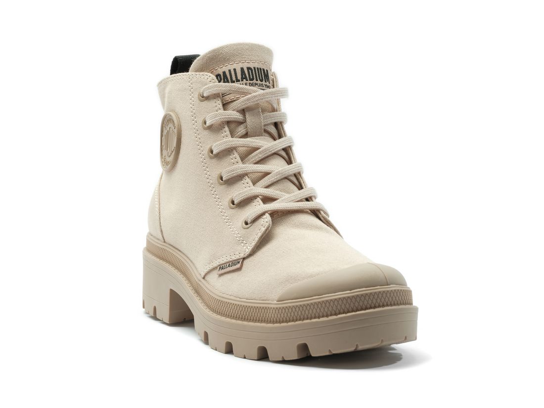 Beige Brown Women Palladium Pallabase Twill Boots | US-AQ1482697