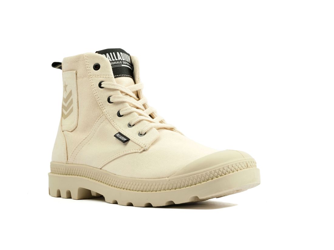 Beige Women Palladium Pampa Hi Army Boots | US-LQ4789302