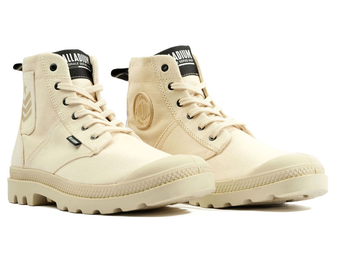 Beige Women Palladium Pampa Hi Army Boots | US-LQ4789302