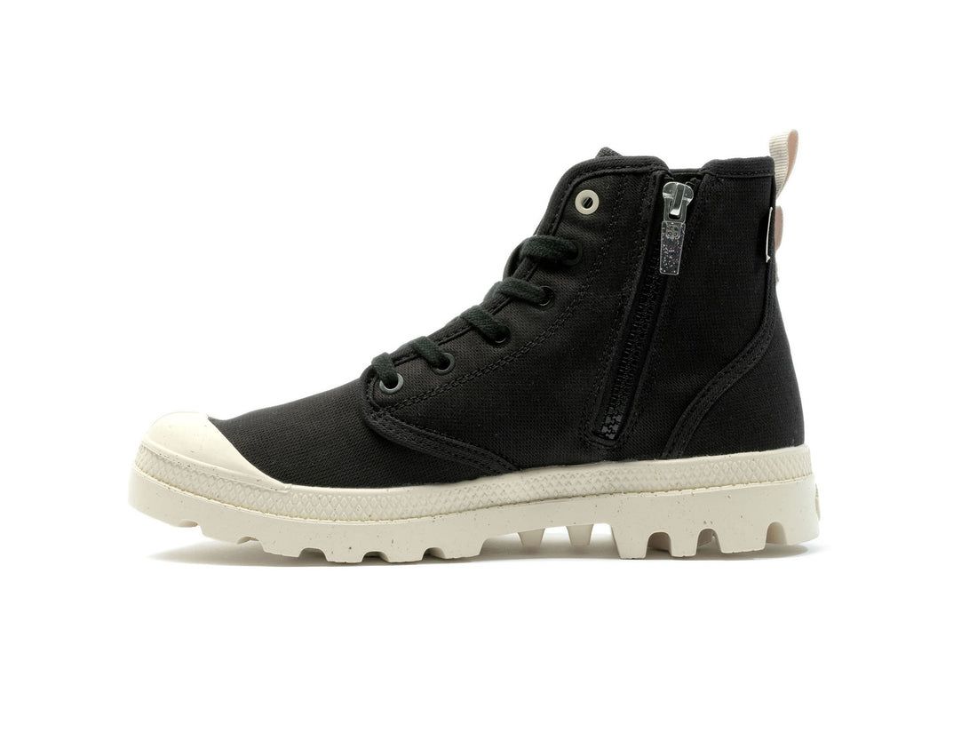 Black Kids' Palladium Pampa Hi Zip Organic Boots | US-SM8695347