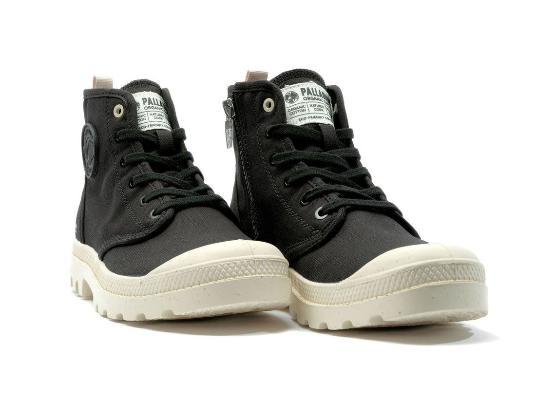 Black Kids' Palladium Pampa Hi Zip Organic Boots | US-SM8695347