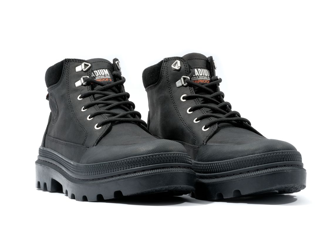 Black Men Palladium Pallatrooper Cuff Wp+ Boots | US-JI7685920