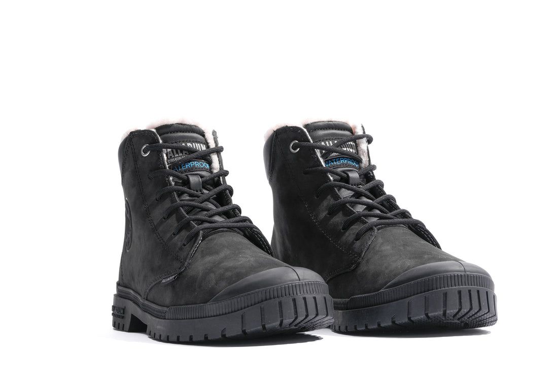 Black Men Palladium Sp20 Cuff Leather Waterproof Wl Winter Boots | US-JF7983041