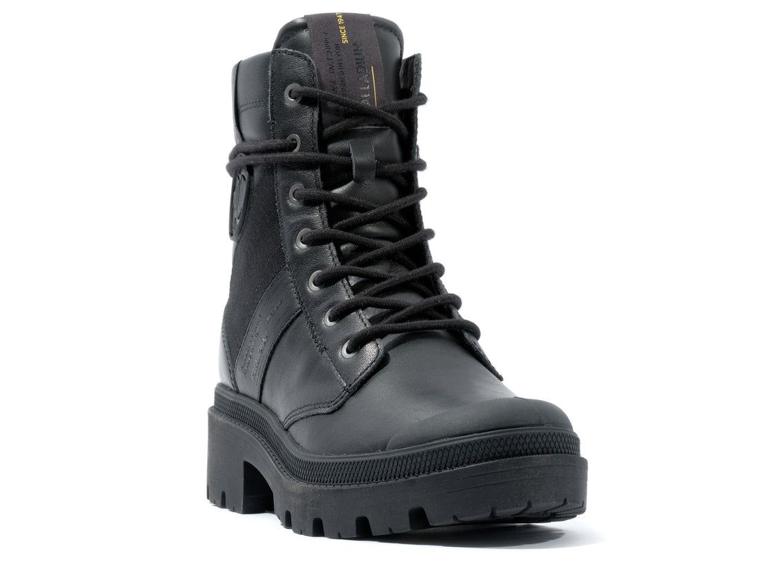 Black Women Palladium Pallabase Duty Leather Boots | US-YI8149276