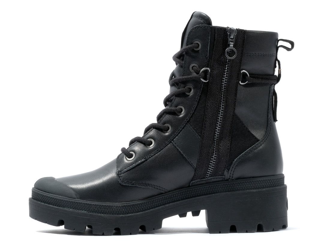 Black Women Palladium Pallabase Duty Leather Boots | US-YI8149276