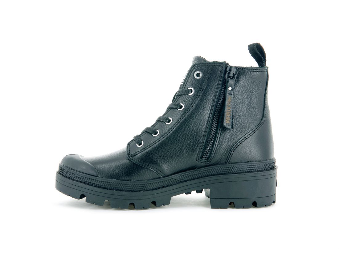 Black Women Palladium Pallabase Leather Boots | US-OA5023467