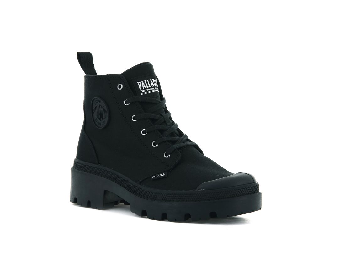 Black Women Palladium Pallabase Twill Boots | US-HW3291870