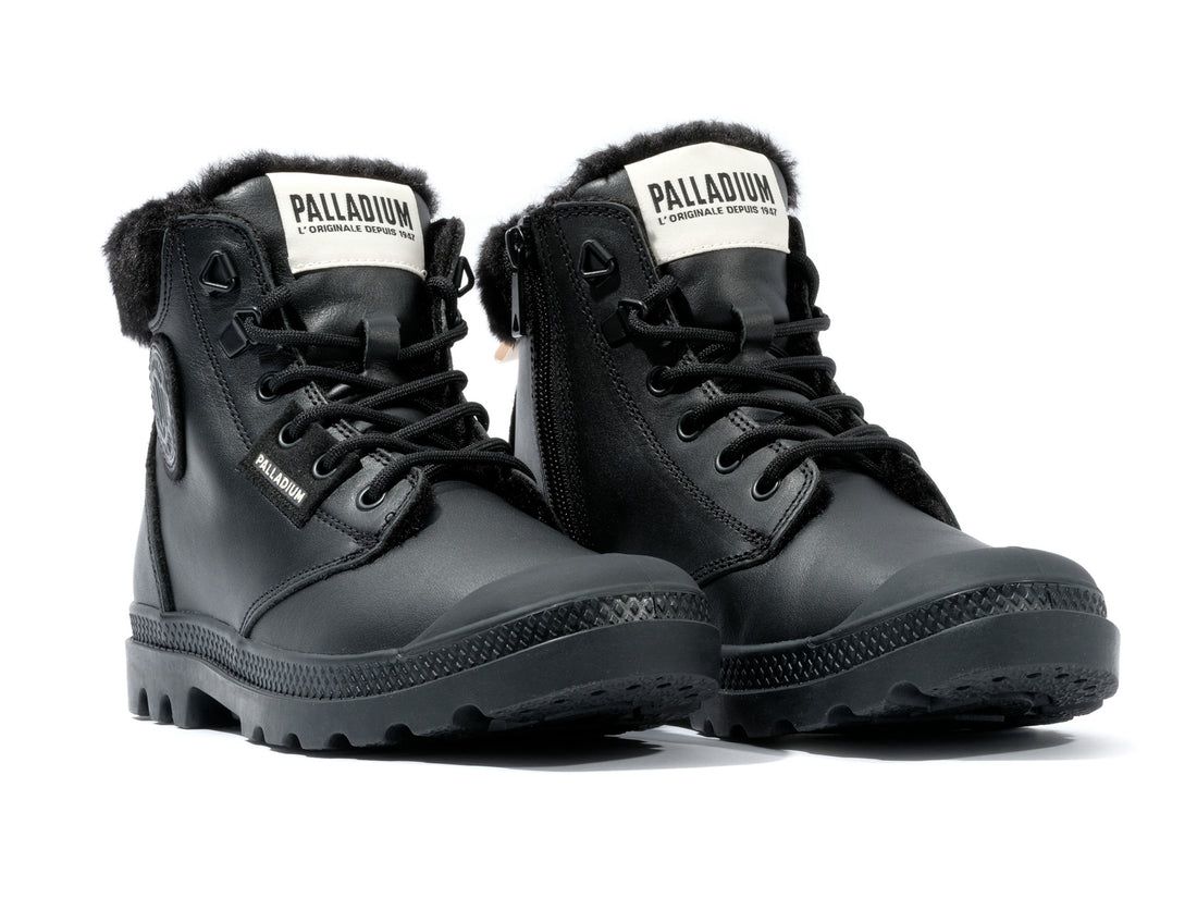 Black Women Palladium Pampa Hi Snow Warm Winter Boots | US-IR2387645