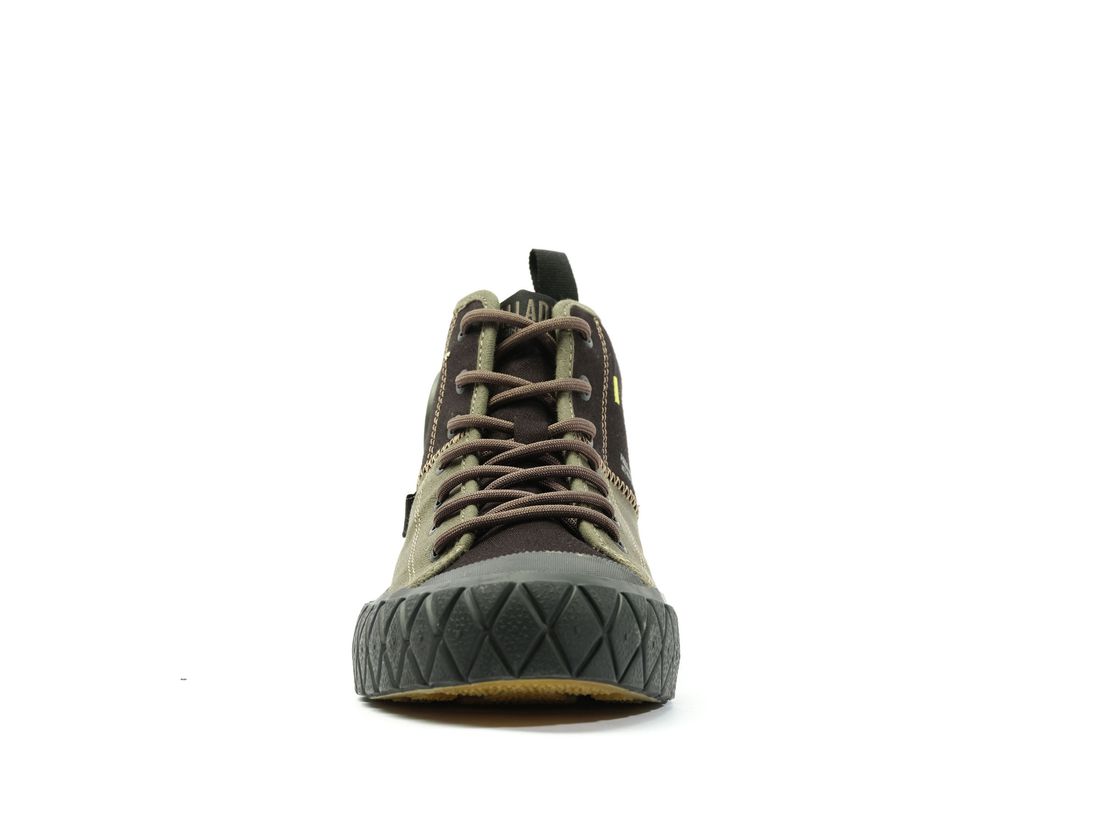 Black / Olive Kids' Palladium Palla Ace Mid Supply Sneakers | US-KH9065374