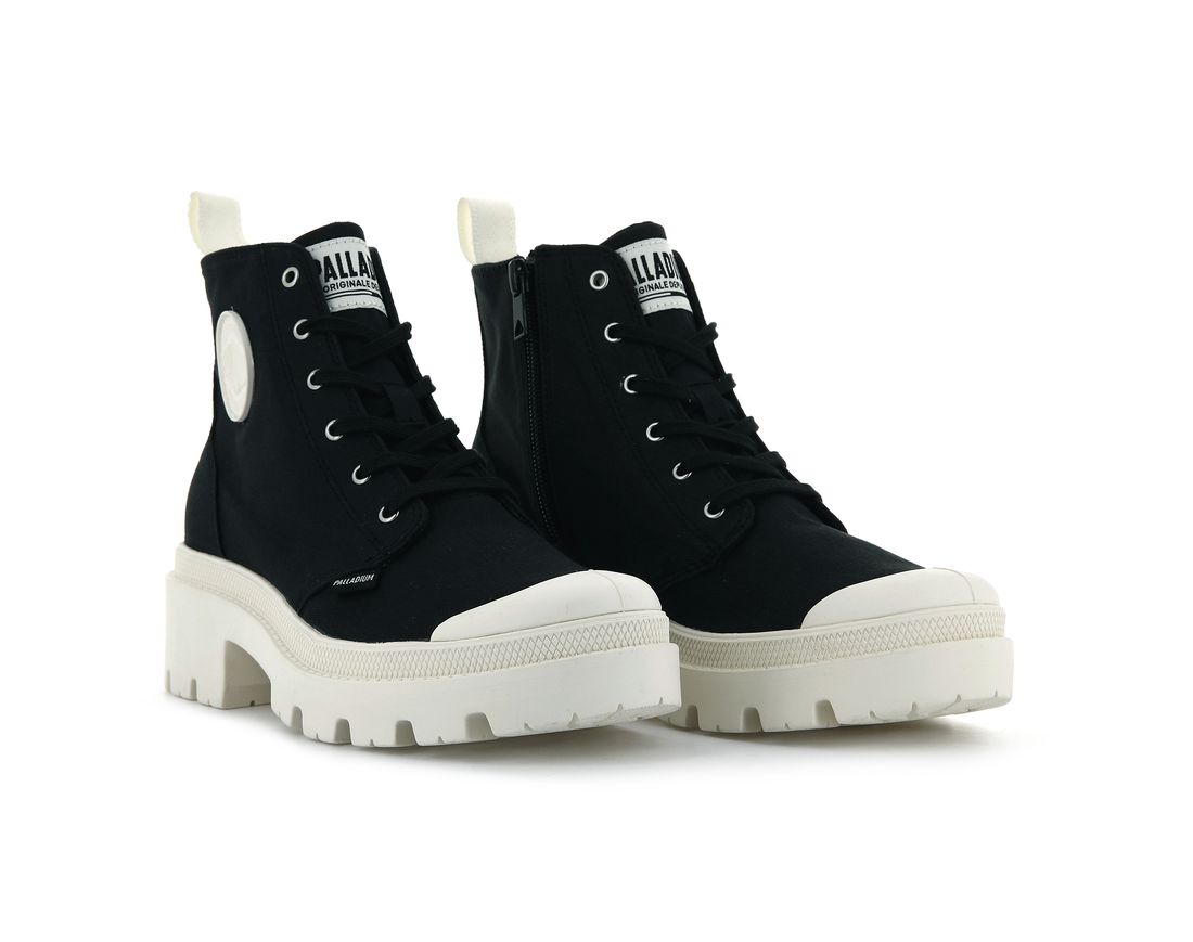 Black / White Women Palladium Pallabase Twill Boots | US-KL6591408