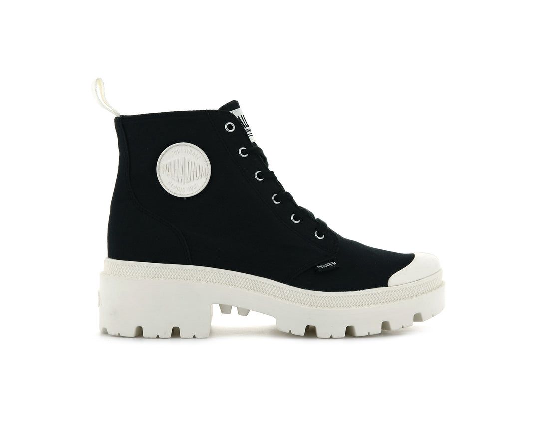 Black / White Women Palladium Pallabase Twill Boots | US-KL6591408