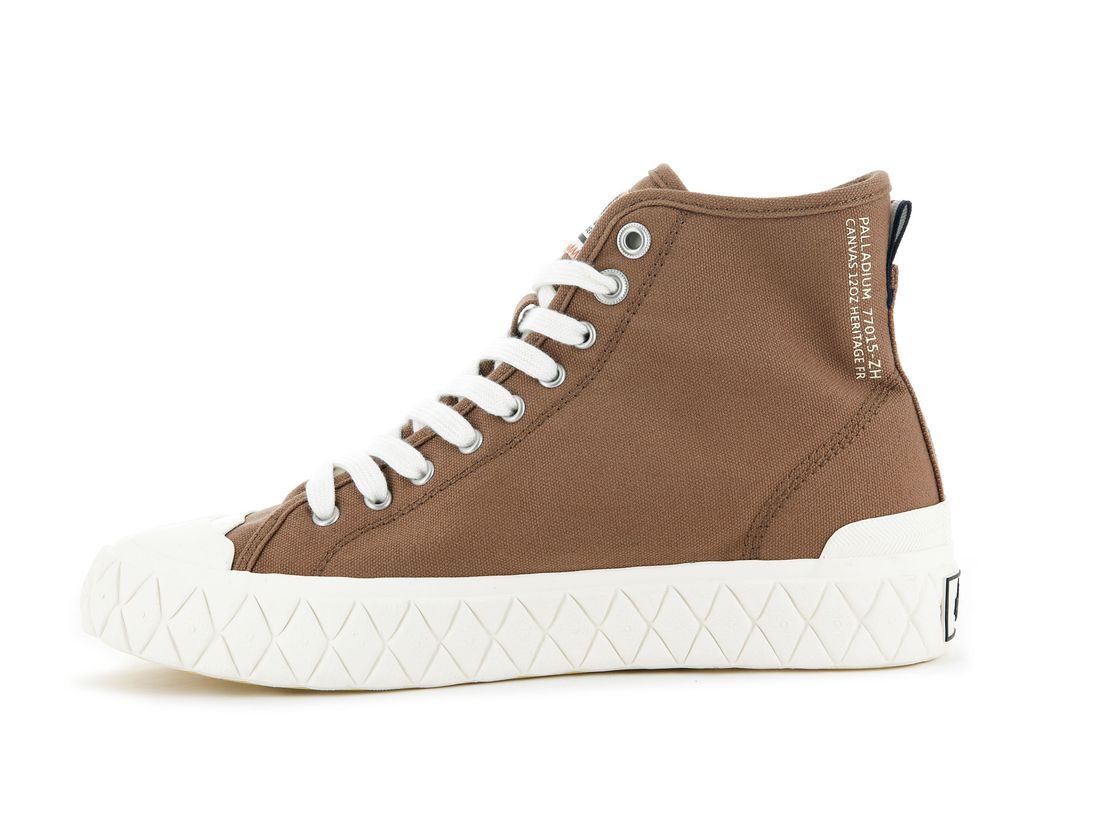 Brown Kids' Palladium Palla Ace Canvas Mid Sneakers | US-NA2548017