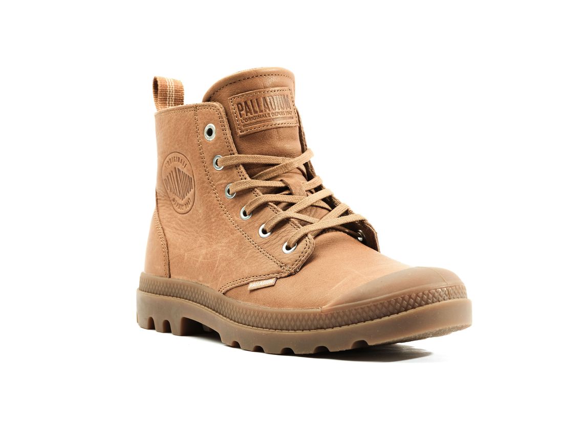 Brown Men Palladium Pampa Hi Zip Lth Ess Boots | US-NB6108534