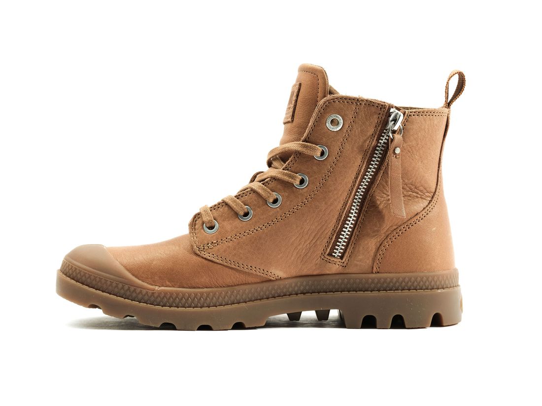 Brown Men Palladium Pampa Hi Zip Lth Ess Boots | US-NB6108534