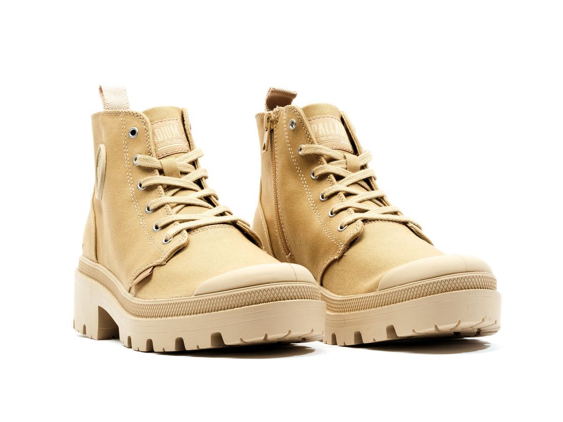 Brown Women Palladium Pallabase Twill Boots | US-ID8023459