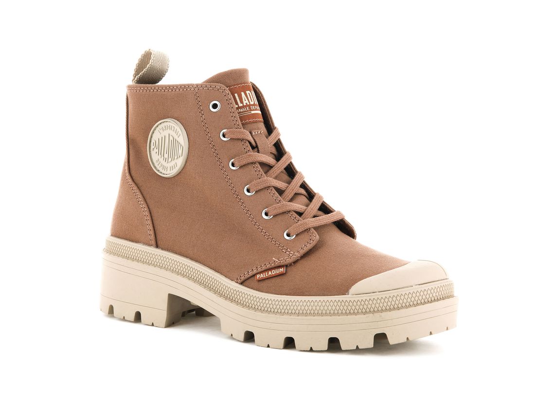 Brown Women Palladium Pallabase Twill Boots | US-IM9826704