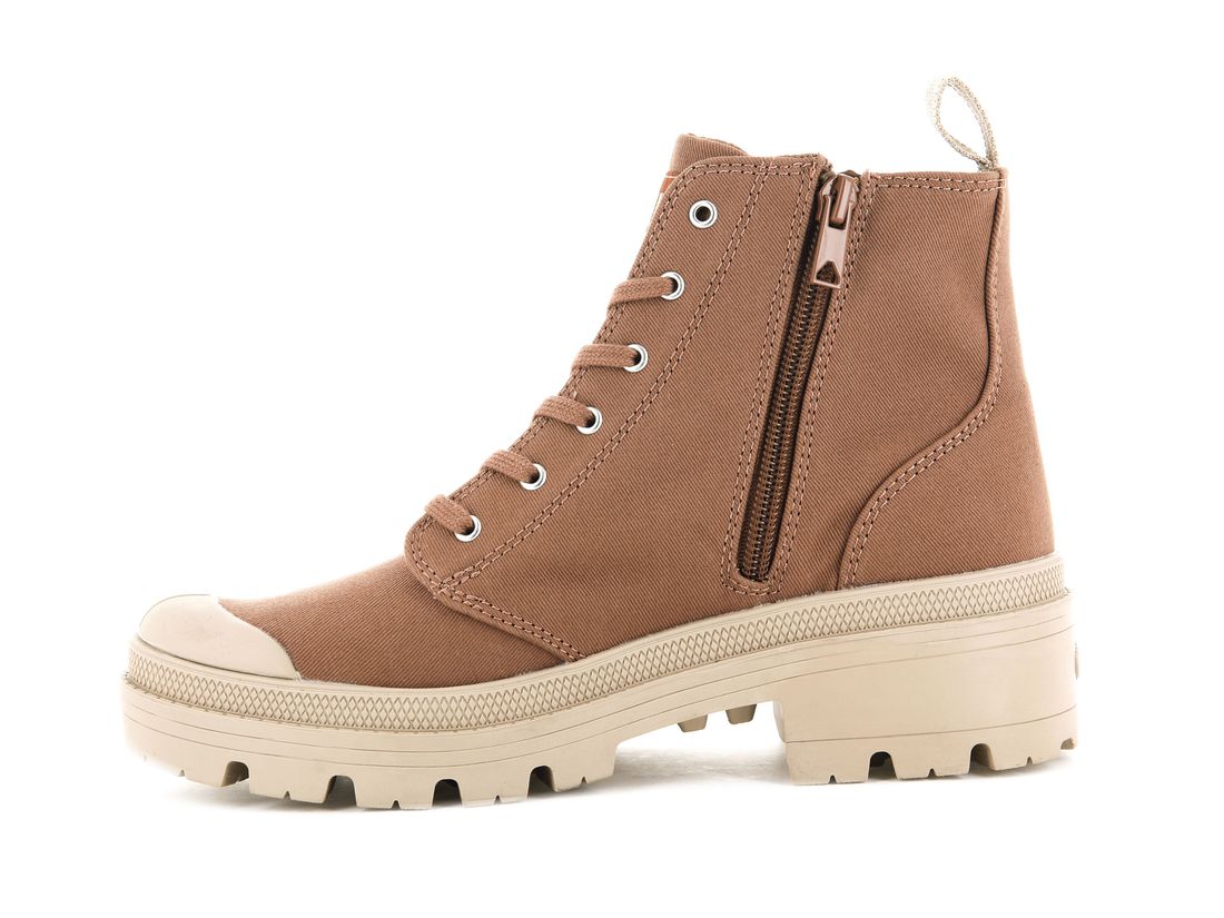 Brown Women Palladium Pallabase Twill Boots | US-IM9826704