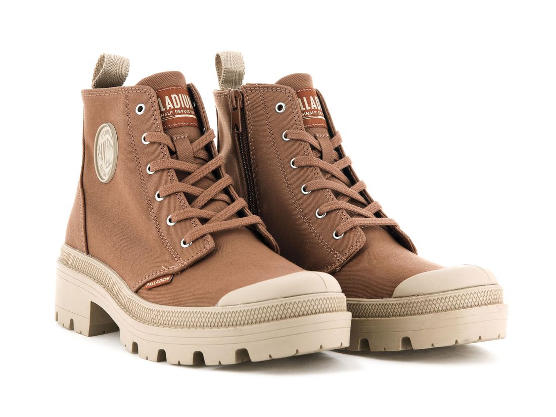 Brown Women Palladium Pallabase Twill Boots | US-IM9826704