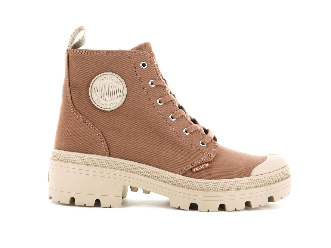 Brown Women Palladium Pallabase Twill Boots | US-IM9826704