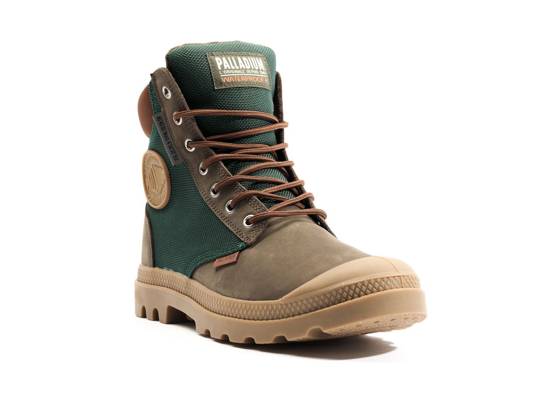 Brown / Green Men Palladium Pampa Sc Wpn U-s Boots | US-LP2740831