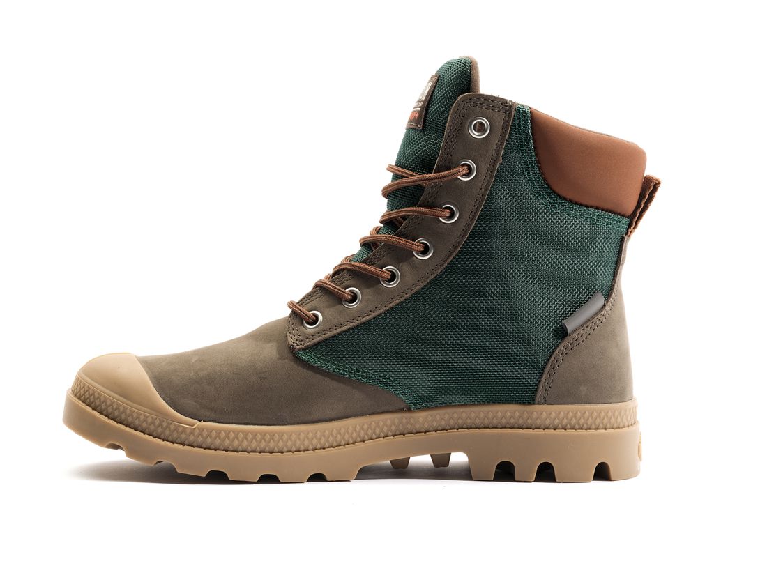 Brown / Green Men Palladium Pampa Sc Wpn U-s Boots | US-LP2740831