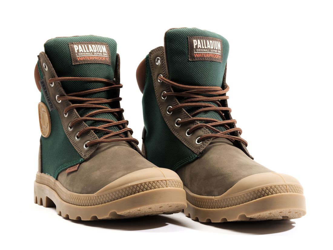 Brown / Green Men Palladium Pampa Sc Wpn U-s Boots | US-LP2740831