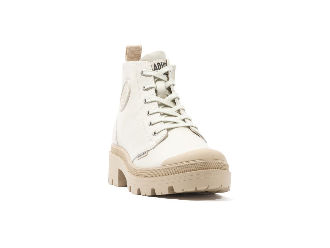 Cream Women Palladium Pallabase Leather Boots | US-VC6497520