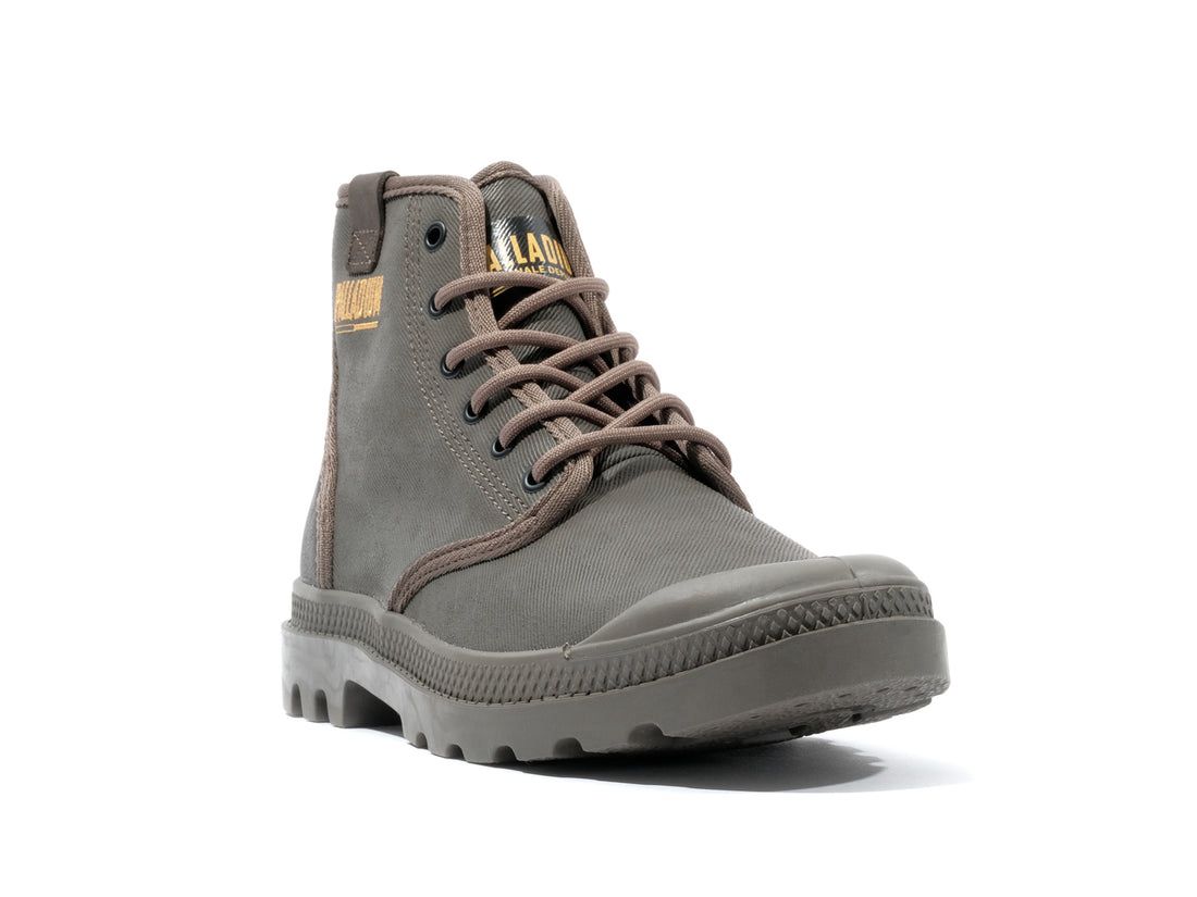 Dark Brown Men Palladium Pampa Hi Coated Boots | US-QR4830796