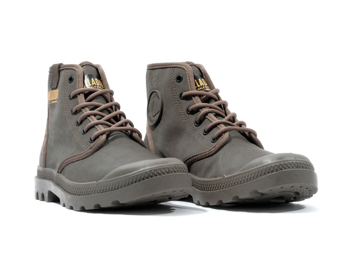 Dark Brown Men Palladium Pampa Hi Coated Boots | US-QR4830796