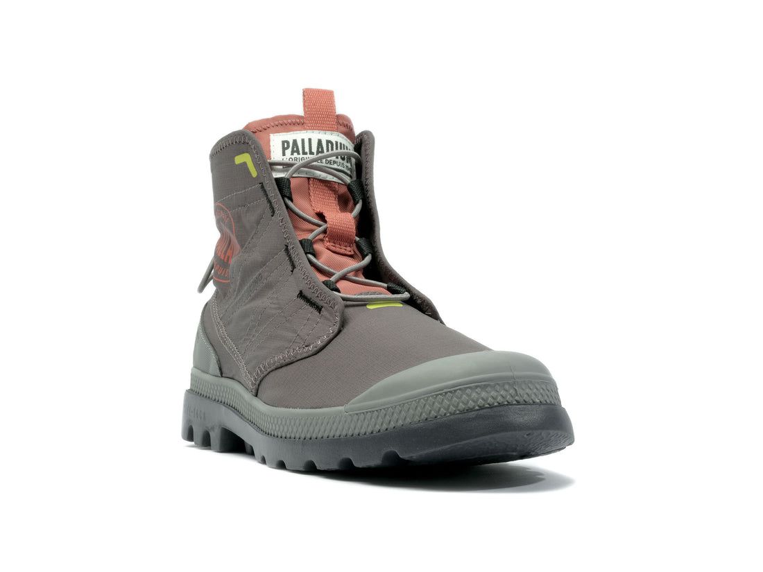 Dark Brown / Grey Men Palladium Pampa Travel Lite Rs Boots | US-DE4630572